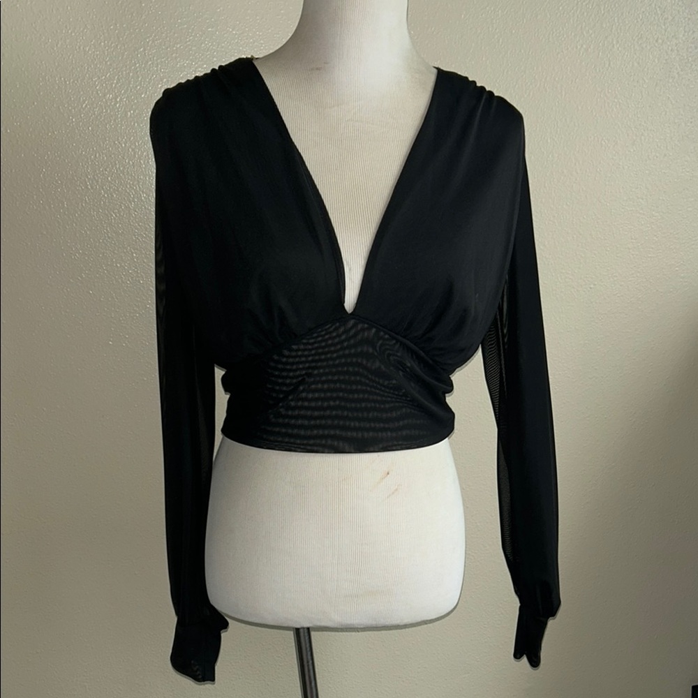 Elegant Black V-Neck Women's Top